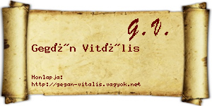 Gegán Vitális névjegykártya